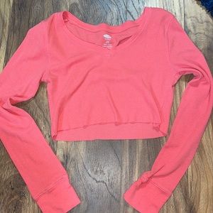 Long sleeve crop top, v-neck